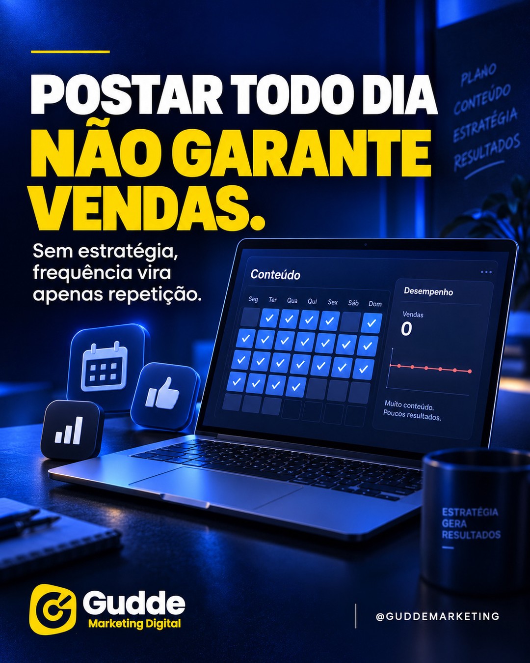 Conteúdo da Gudde Marketing sobre frequência e estratégia de publicação